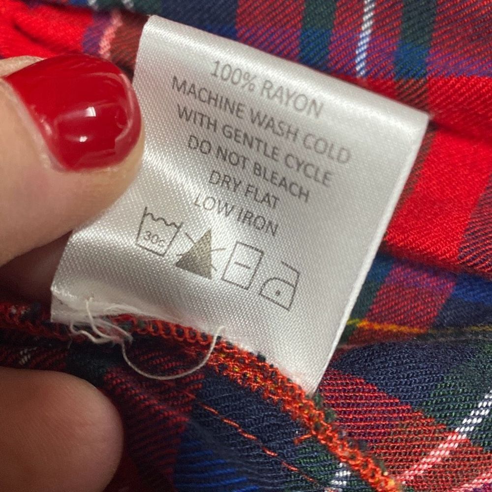 Mudpie Red Plaid Button Front Ruffle Bottom Top S… - image 7